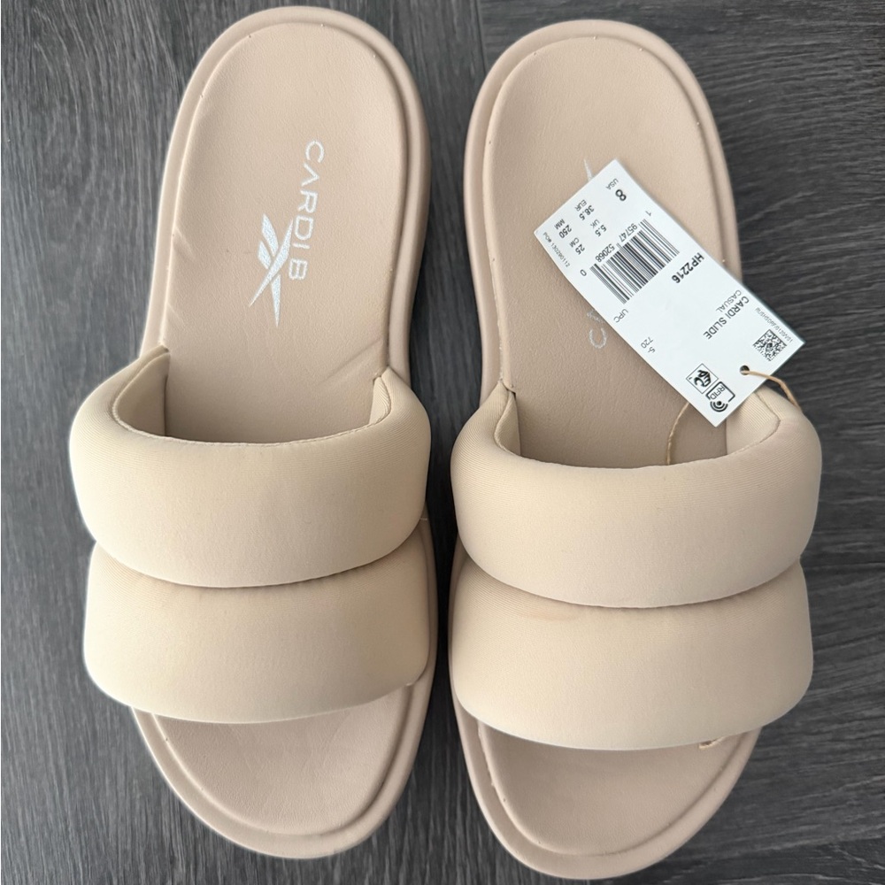 Reebok Cardi B Beige Slide Sandals